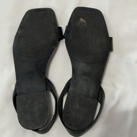 Zara Square Toe Slingback Black Sandals - Picture 2 of 5